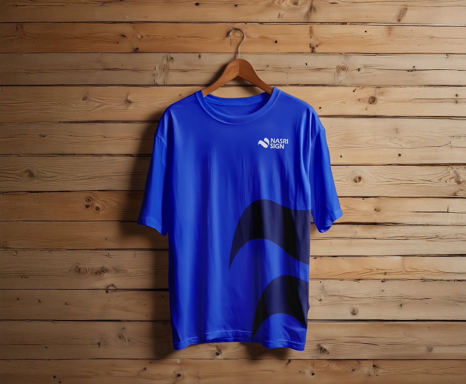 NASRI SIGN blue branded shirt mockup